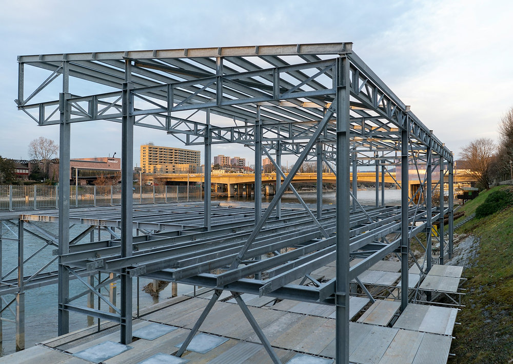Galvanized structural steel components used in substations