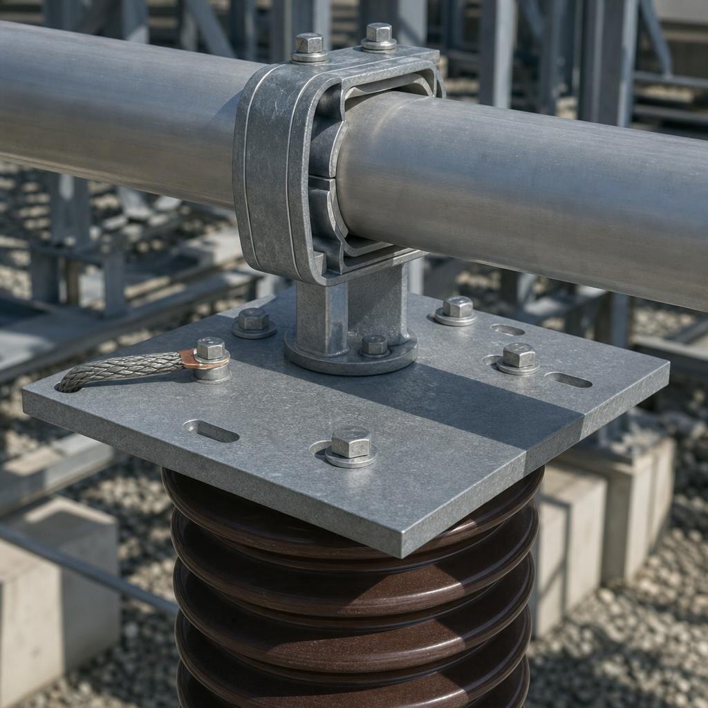 Post-insulator mounting and bus expansion detail