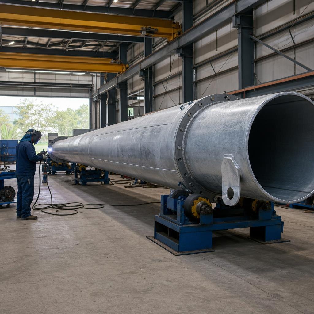 Tapered static-mast shaft during shop fabrication